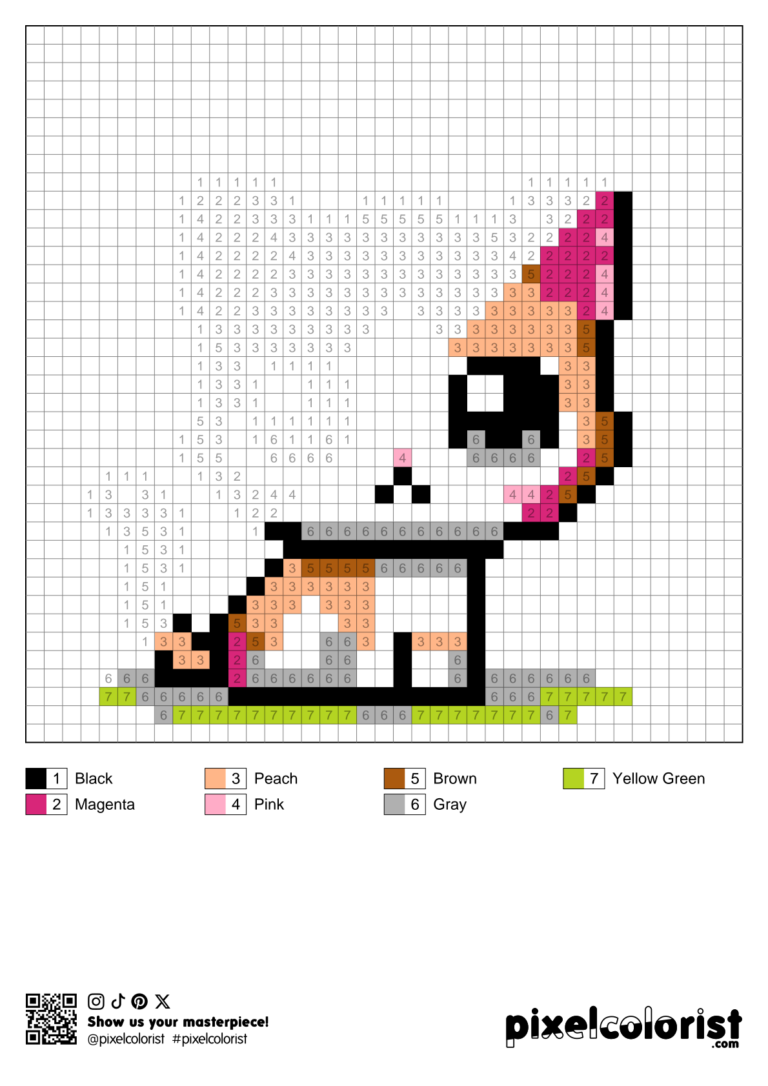 Kawaii Cat Pixel Color By Number For Adults Pixelcolorist