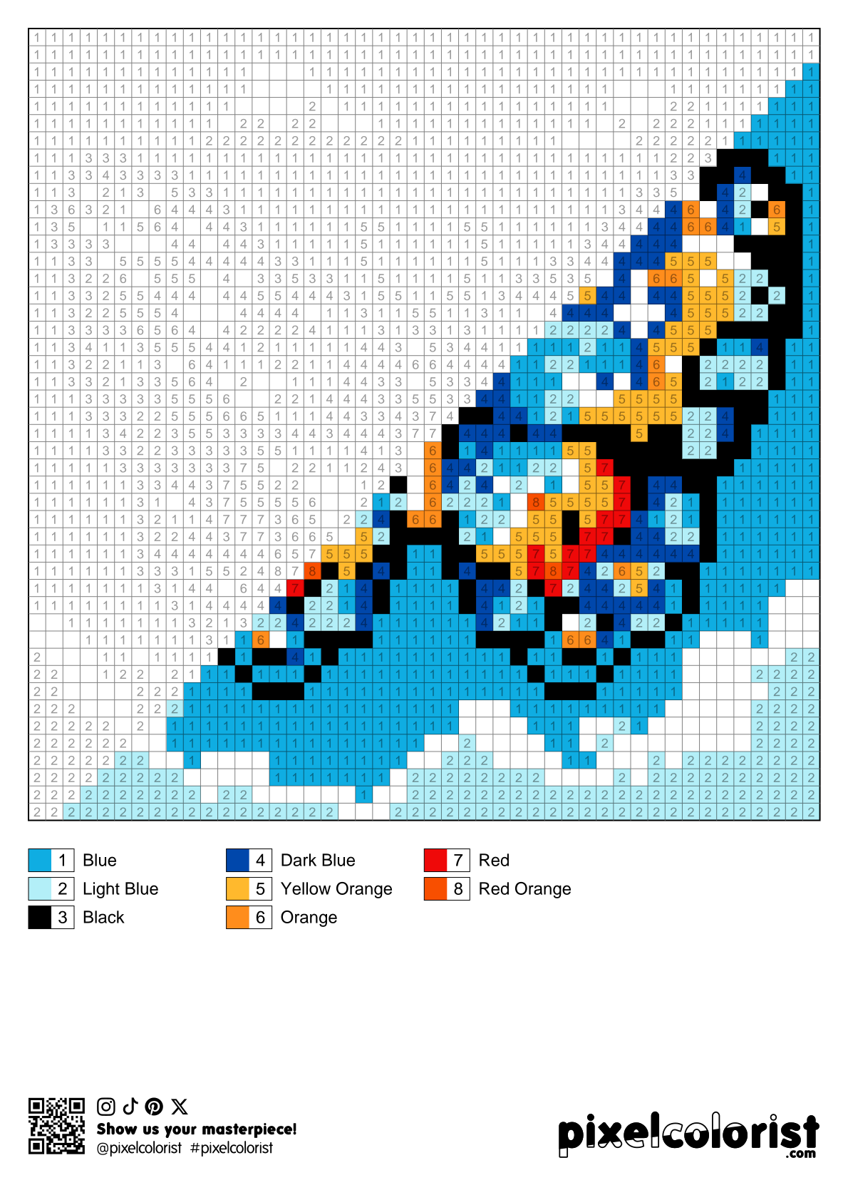 Butterfly free Color by Number for adults PDF page