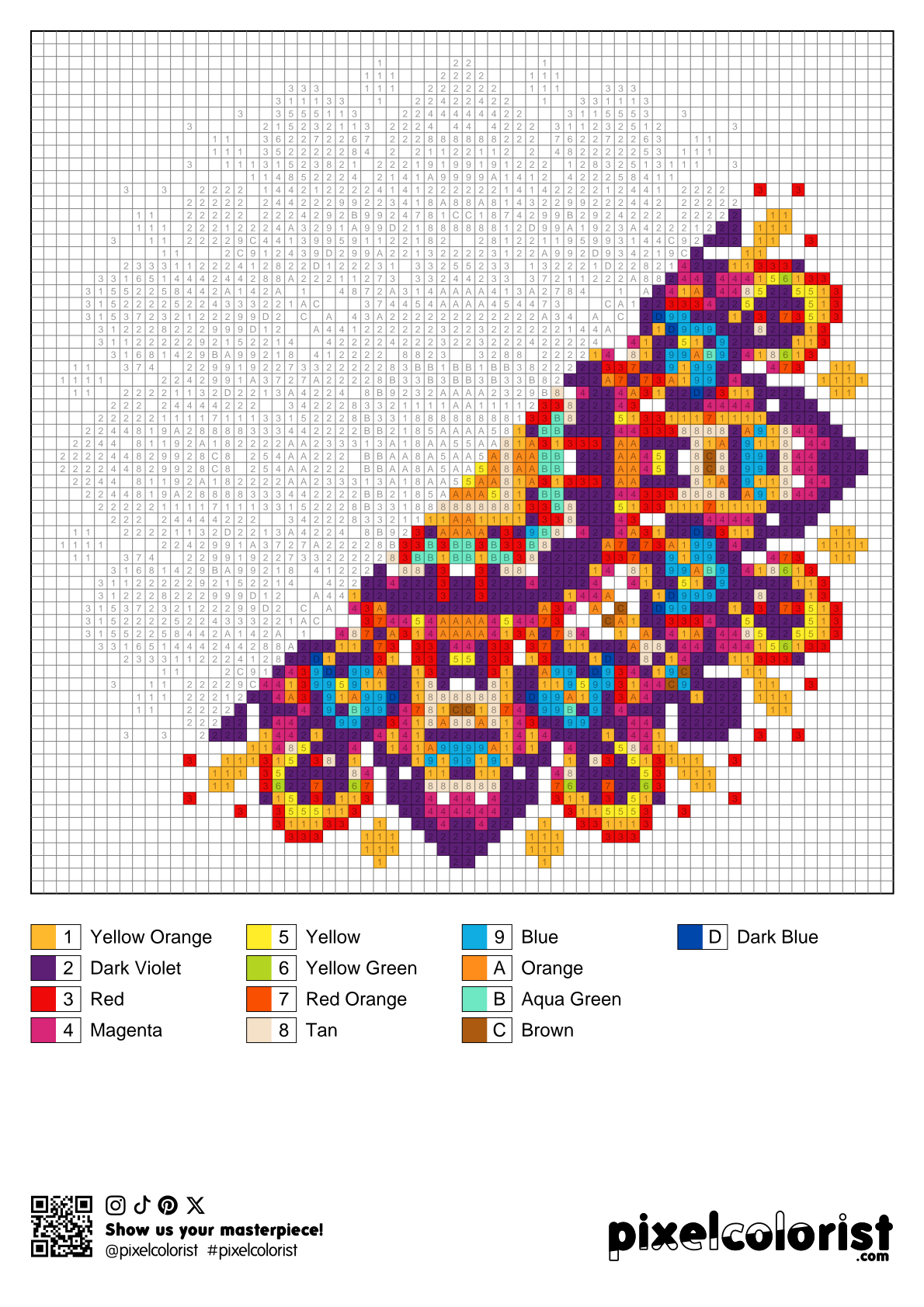 %s free Color by Number for adults PDF page