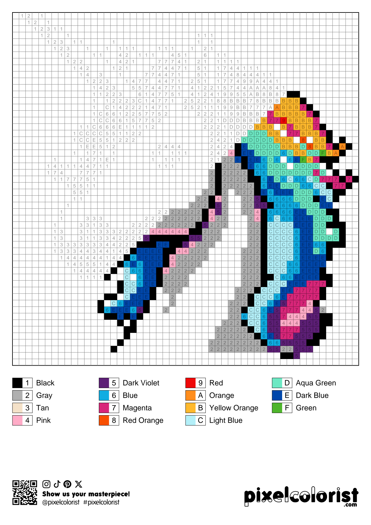 %s free Color by Number for adults PDF page