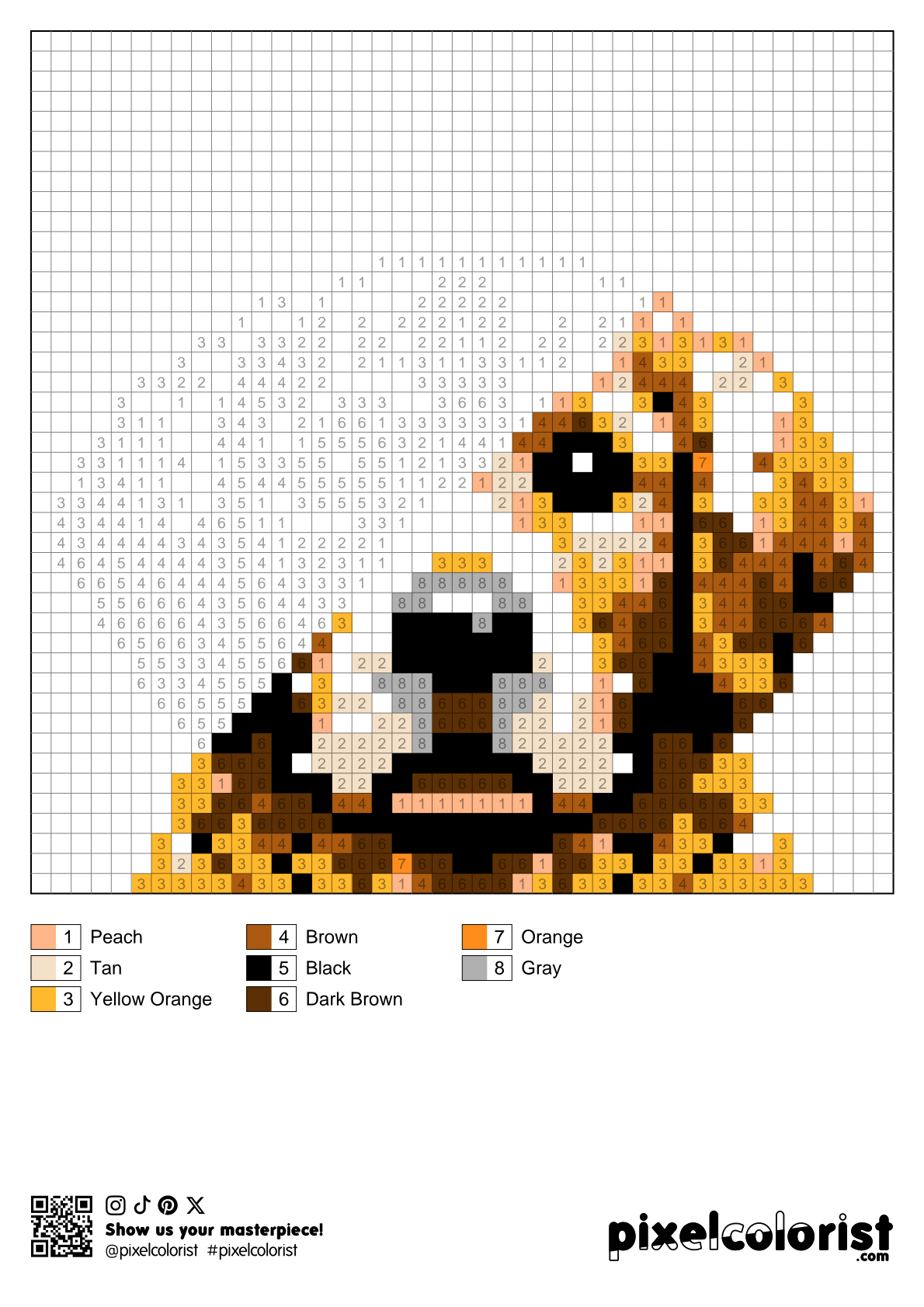Golden Retriever free Color by Number for adults PDF page