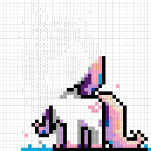 Coloriage Mini licorne pour adulte à imprimer (numérotés)