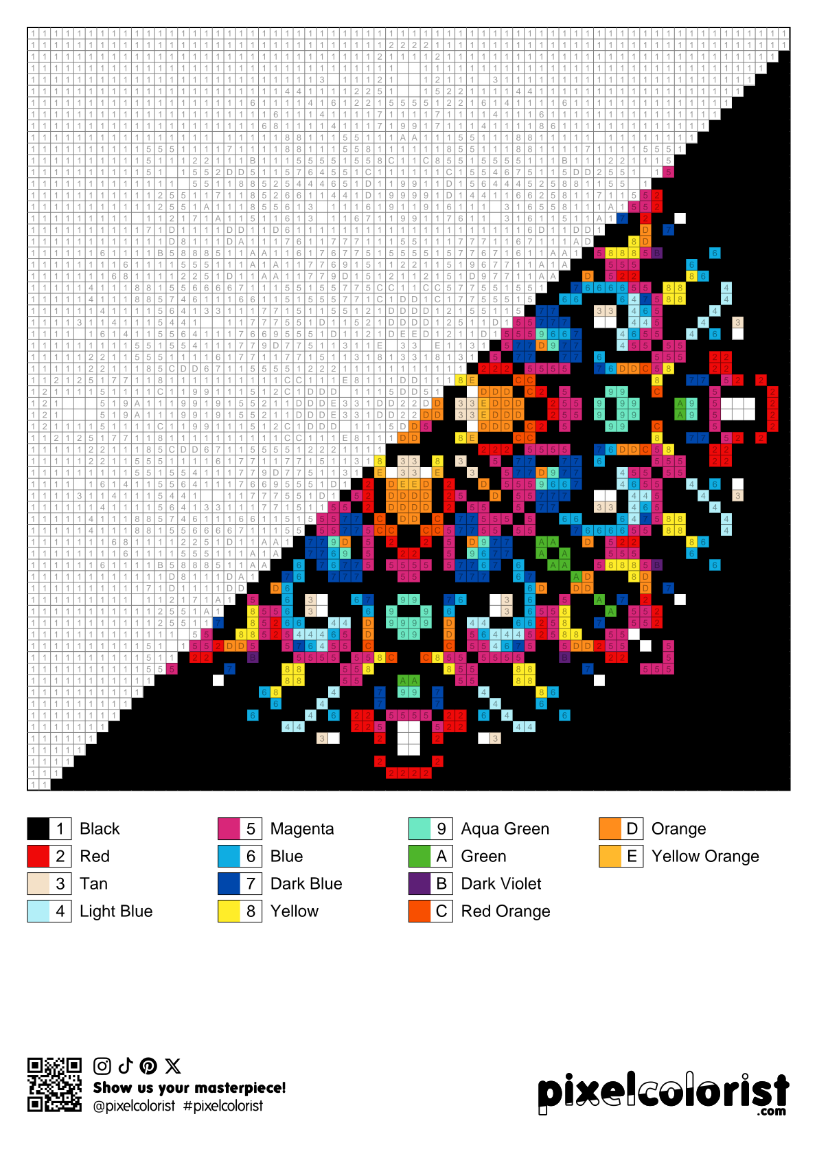 %s free Color by Number for adults PDF page