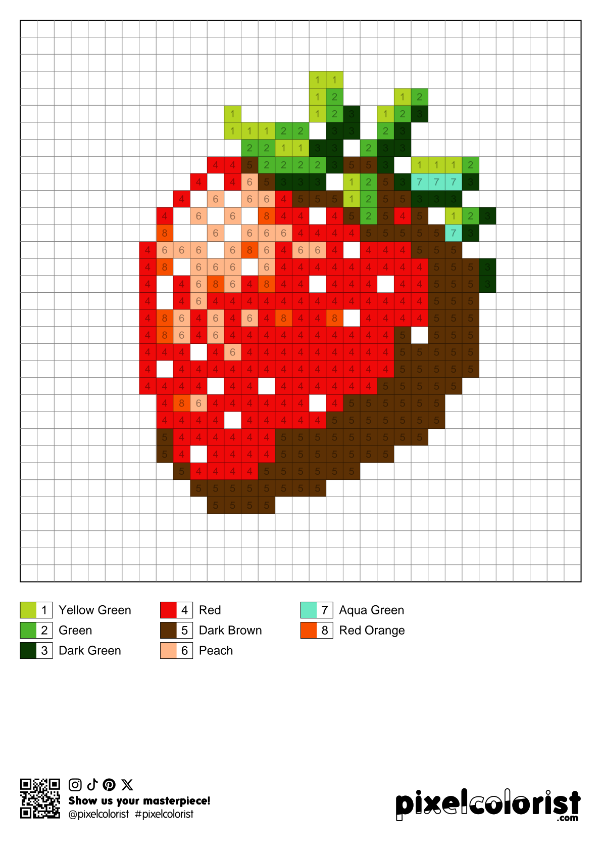 Strawberry 🍓 Pixel Color by Number - Pixelcolorist