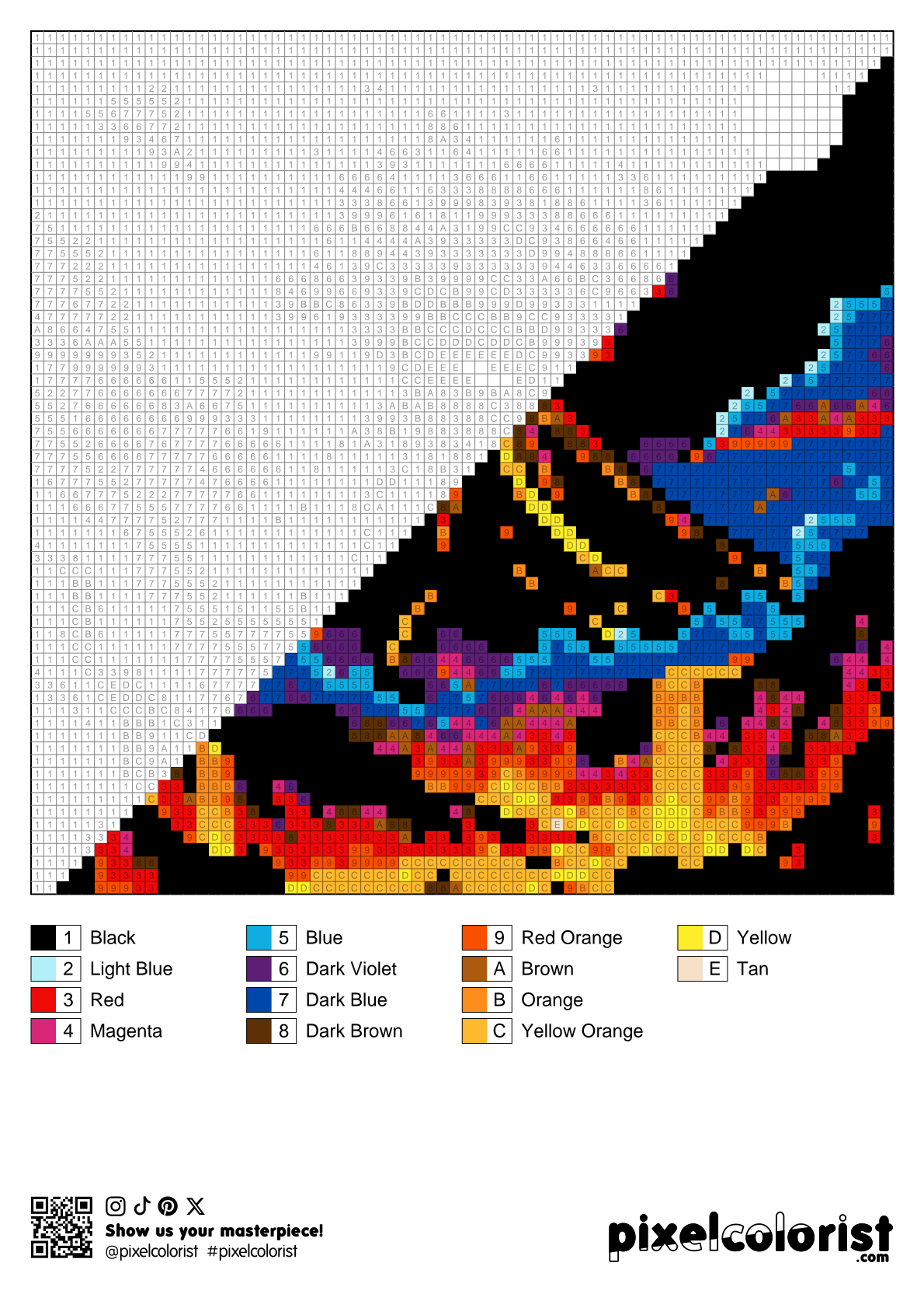 %s free Color by Number for adults PDF page