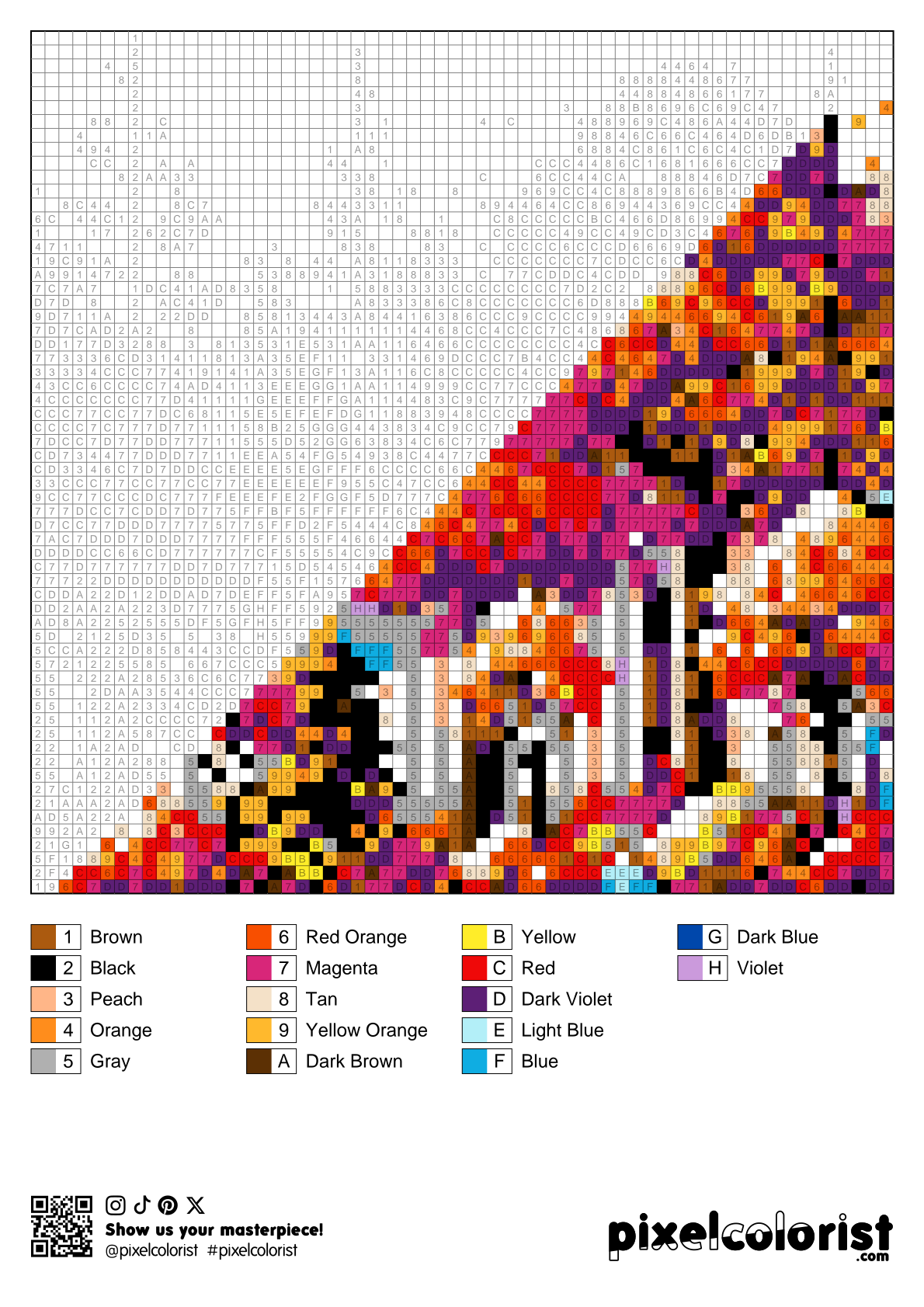 %s free Color by Number for adults PDF page