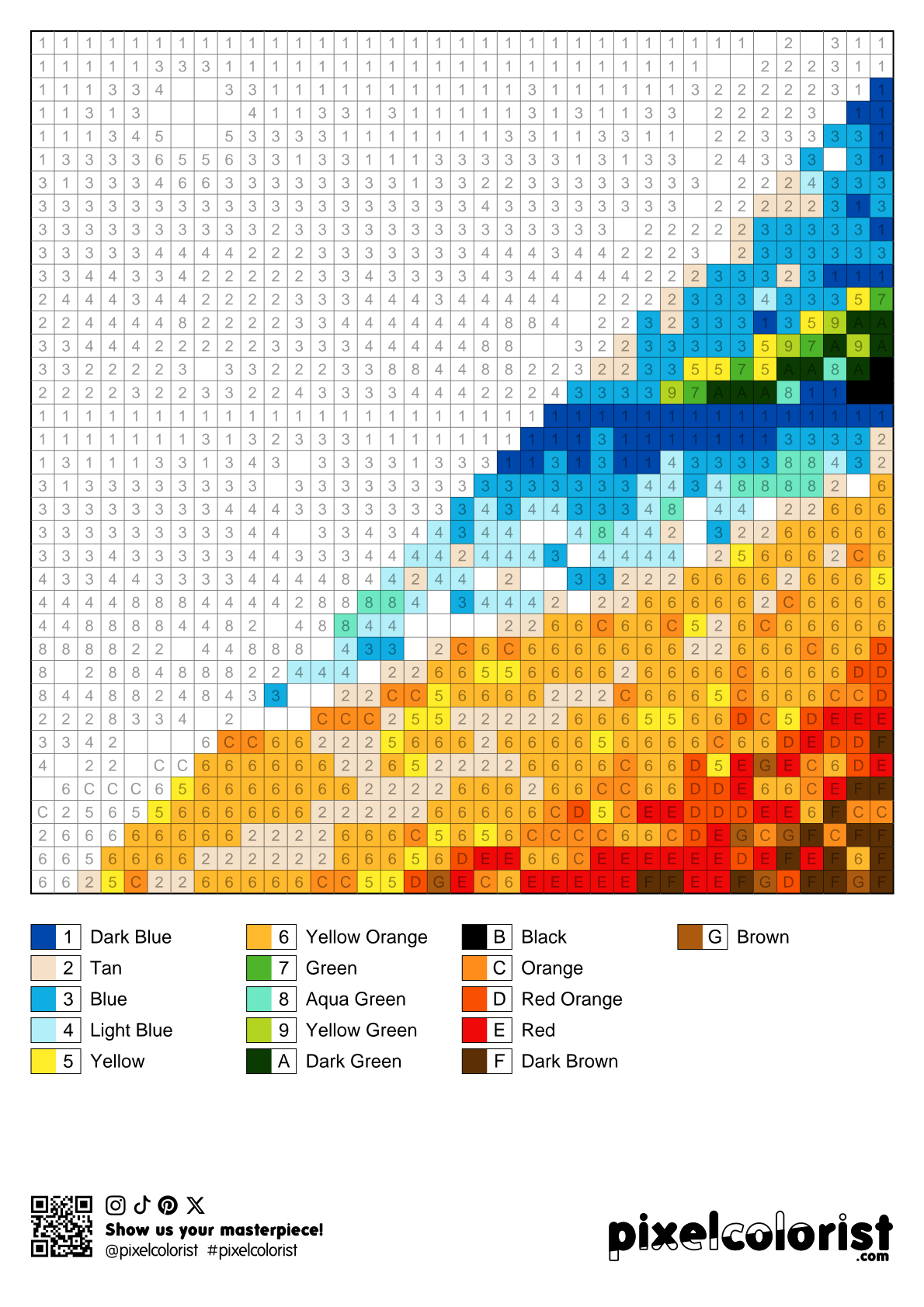 %s free Color by Number for adults PDF page