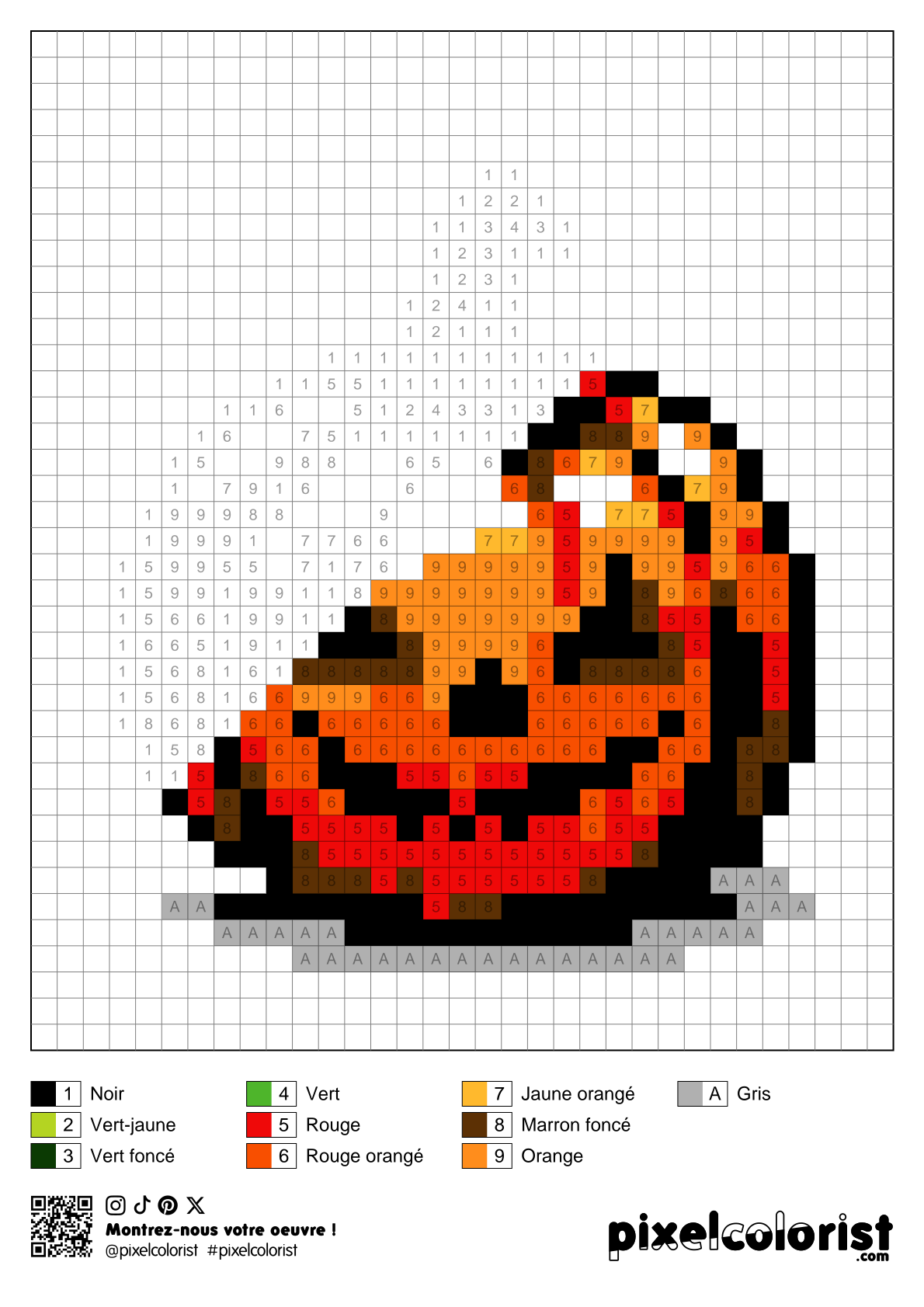 Coloriage Citrouille d’halloween pour adulte à imprimer (numérotés)