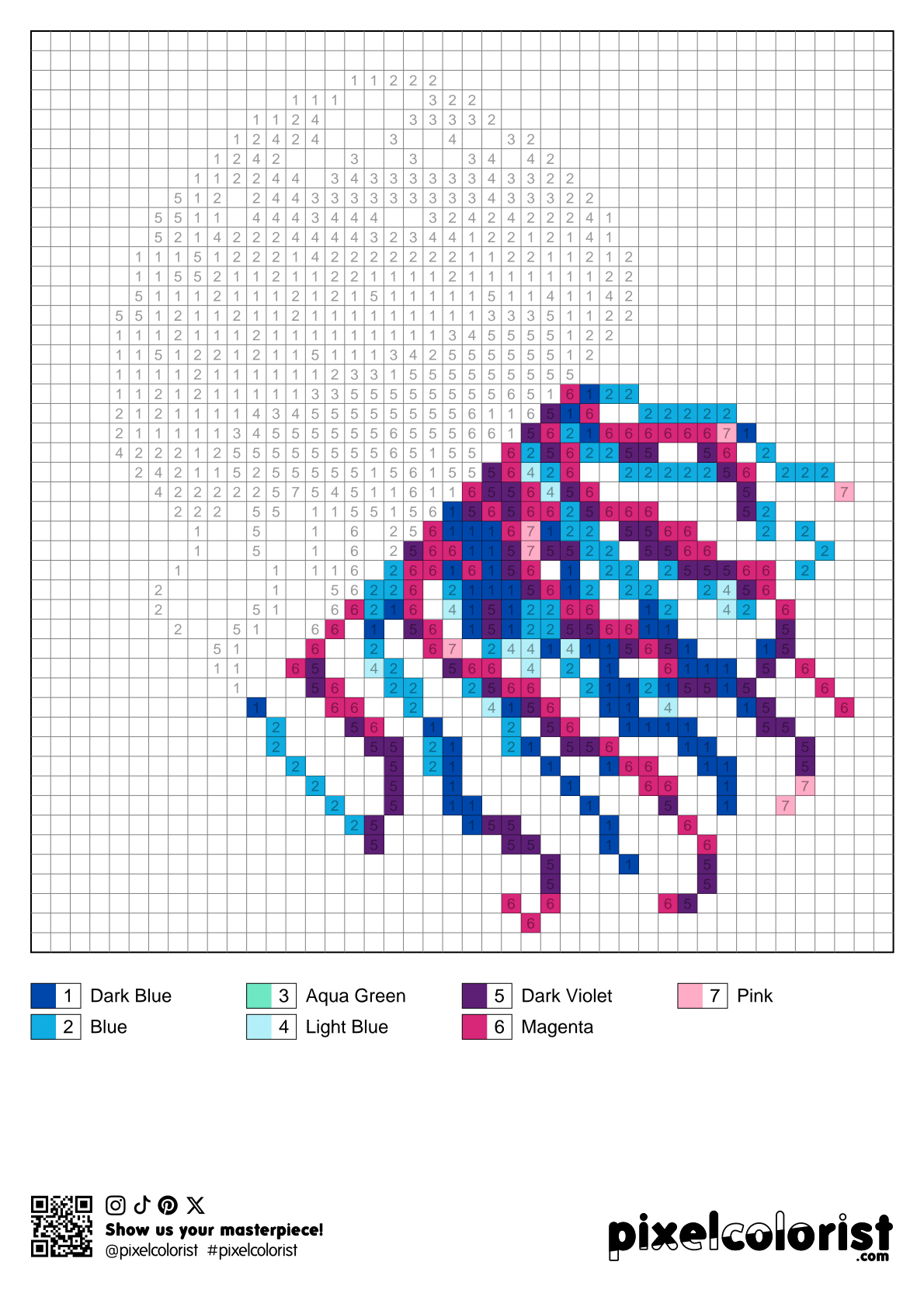 %s free Color by Number for adults PDF page