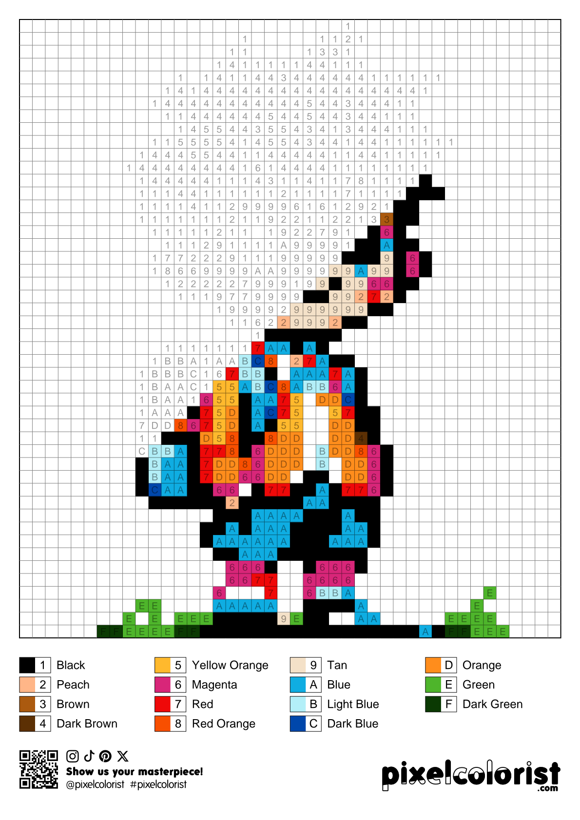 Schoolboy free Color by Number for adults PDF page