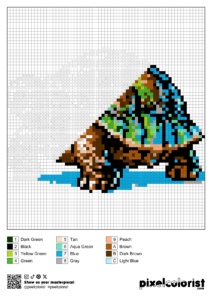 Turtle Pixel Color by Number for Adults - Pixelcolorist
