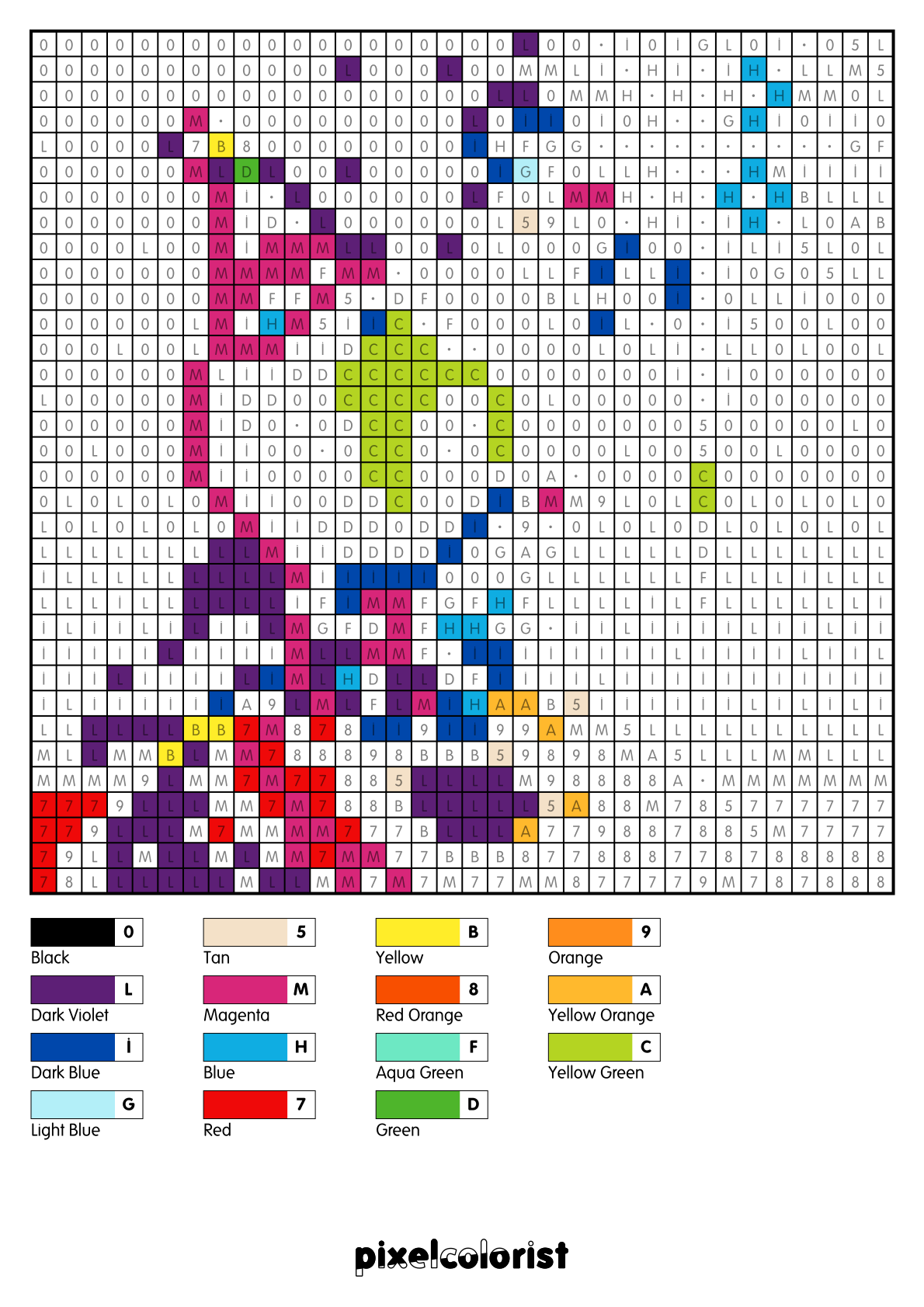 %s free Color by Number for adults PDF page