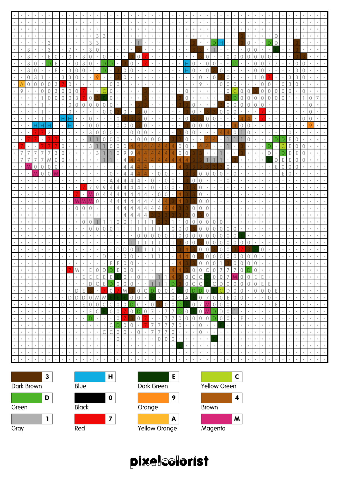 %s free Color by Number for adults PDF page