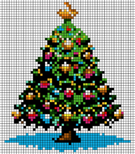 Christmas Tree Free Color by Number for adults PDF coloring page