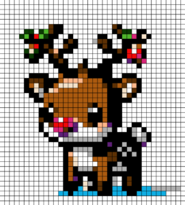 Tiny Christmas Deer Free Color by Number for adults PDF coloring page