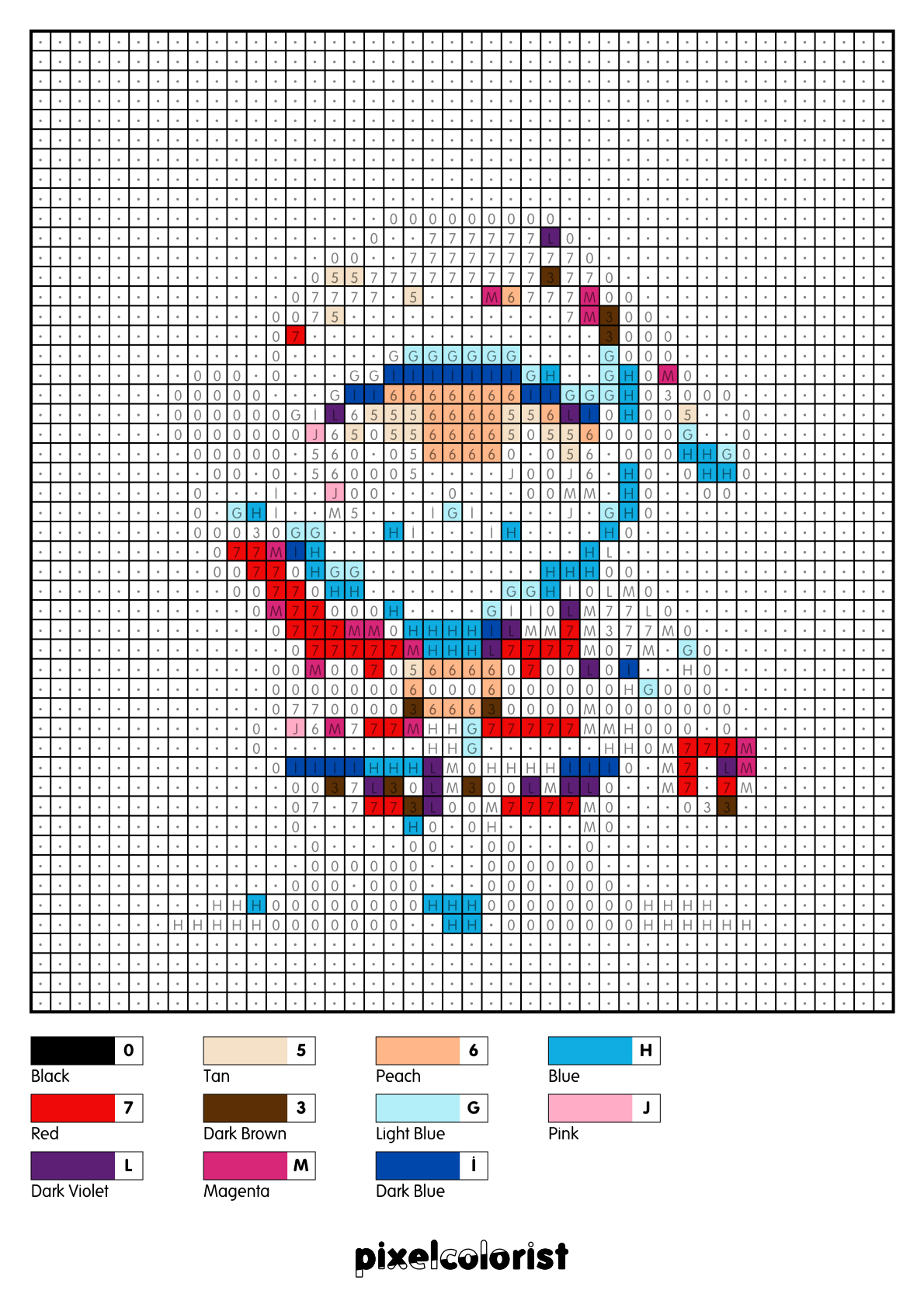 %s free Color by Number for adults PDF page