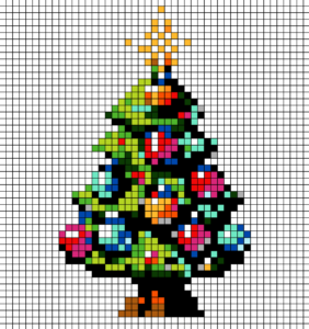 Christmas Tree Free Color by Number for adults PDF coloring page