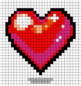 Shiny Heart Free Color by Number for adults PDF coloring page