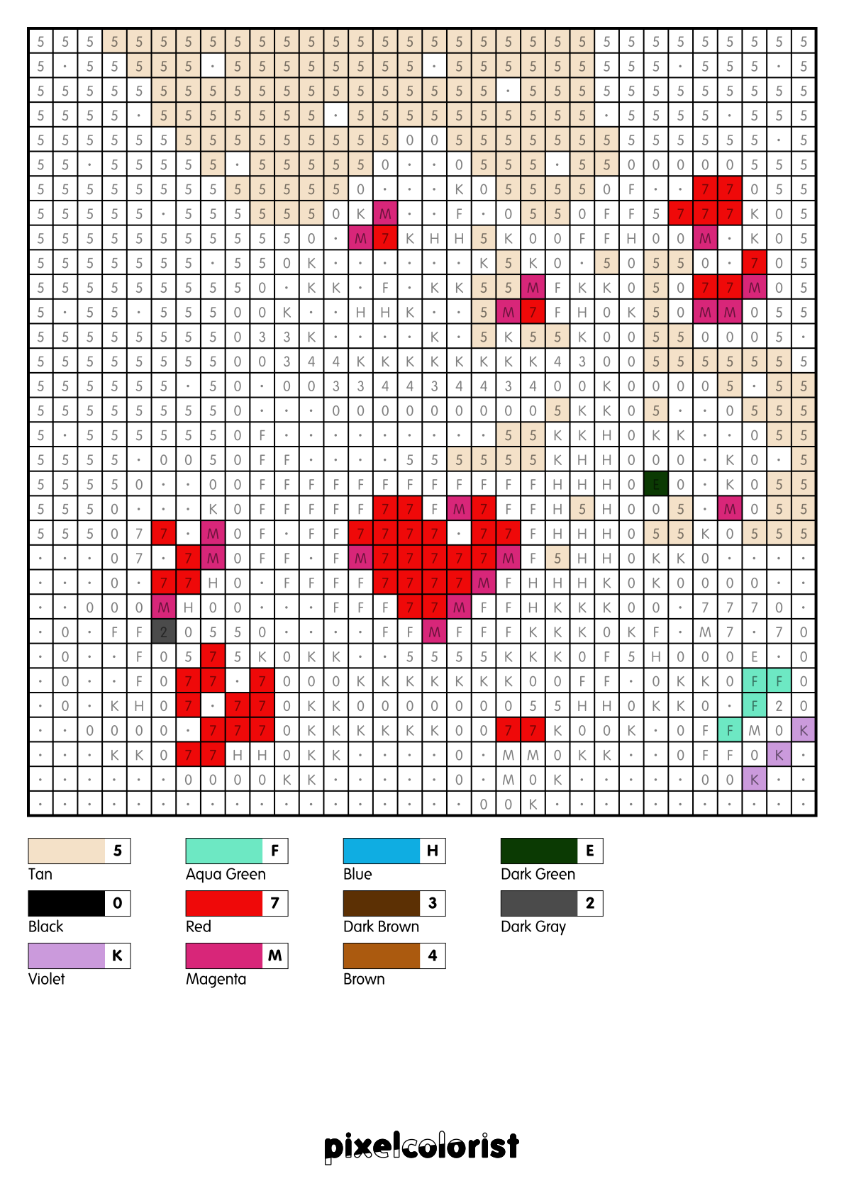 %s free Color by Number for adults PDF page