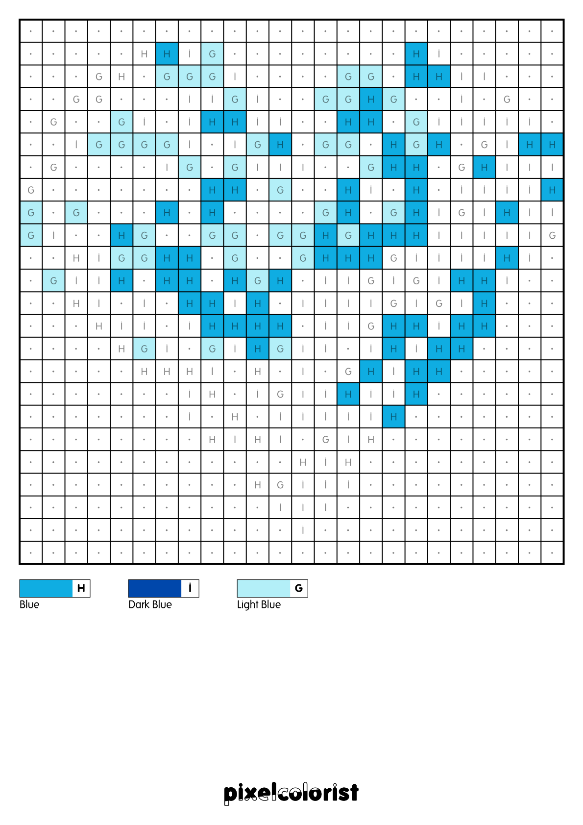 Icy Heart free Color by Number for adults PDF page