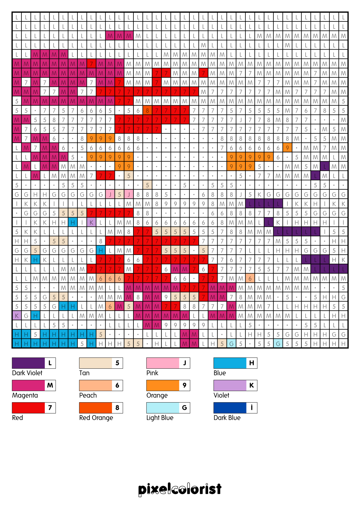 %s free Color by Number for adults PDF page