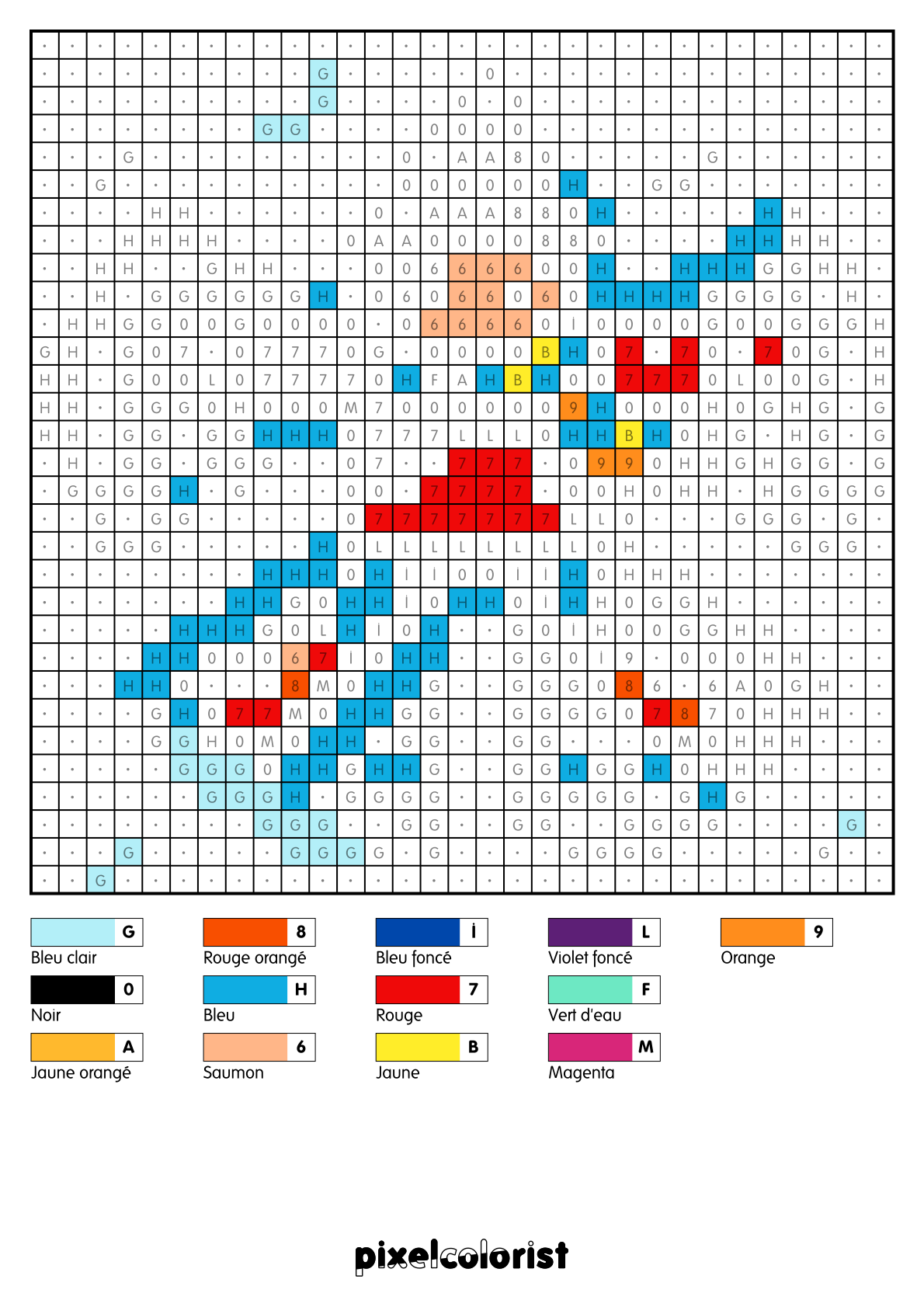 Snow Angel free Color by Number for adults PDF page