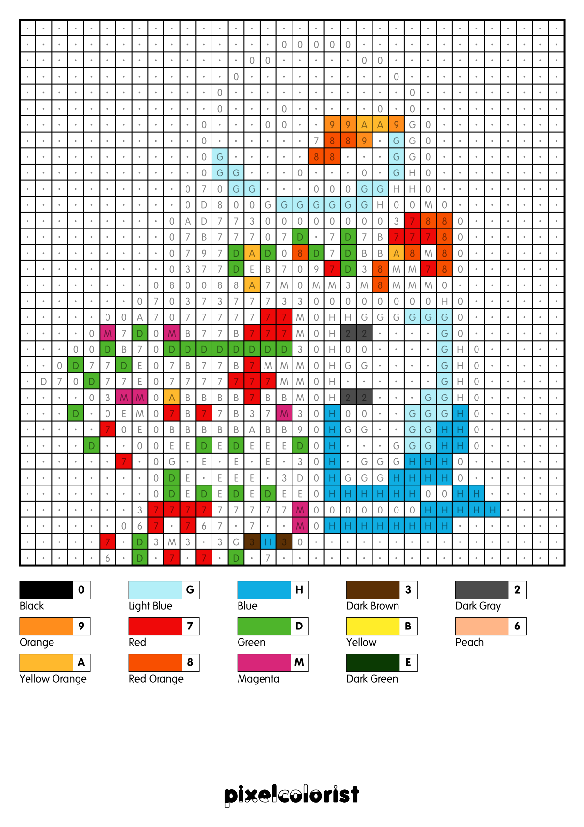 Snowman Scarf free Color by Number for adults PDF page