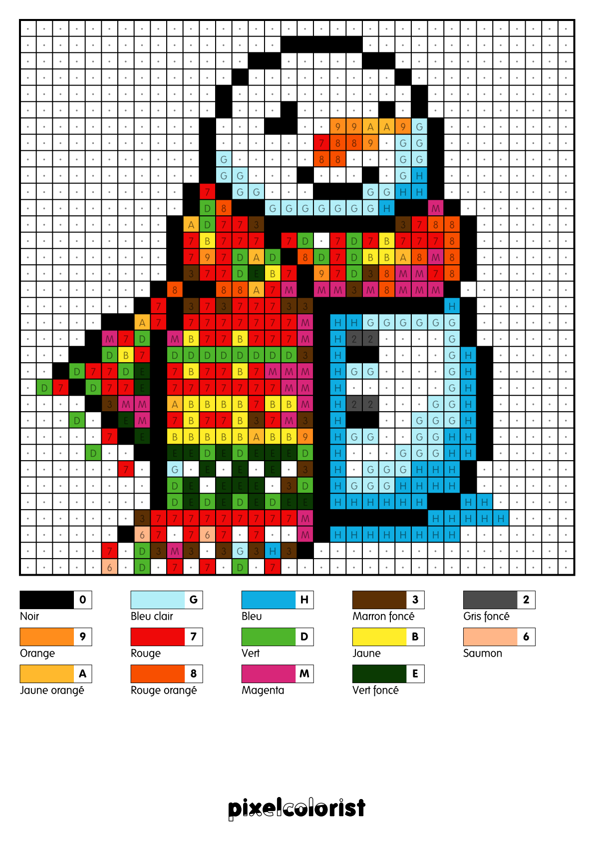 Coloriage Bonhomme de neige avec une écharpe pour adulte à imprimer (numérotés)