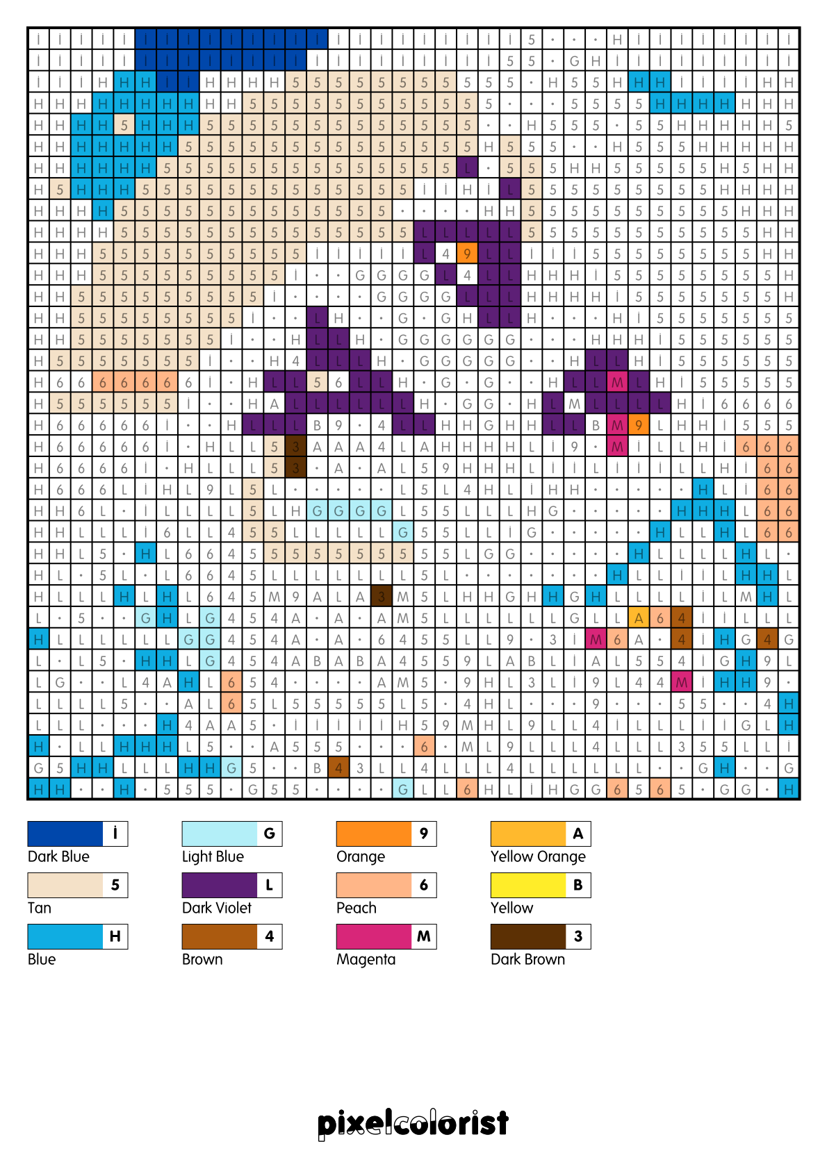 Snowy Cottage free Color by Number for adults PDF page