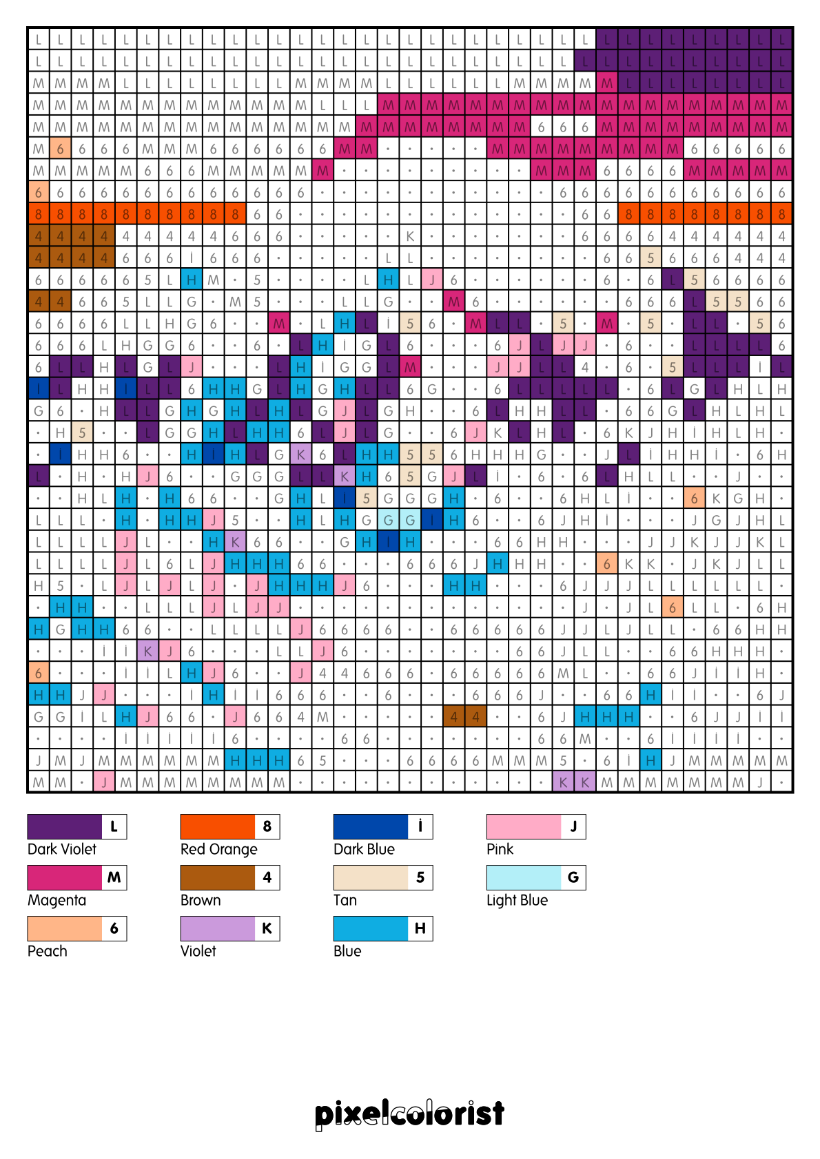 %s free Color by Number for adults PDF page