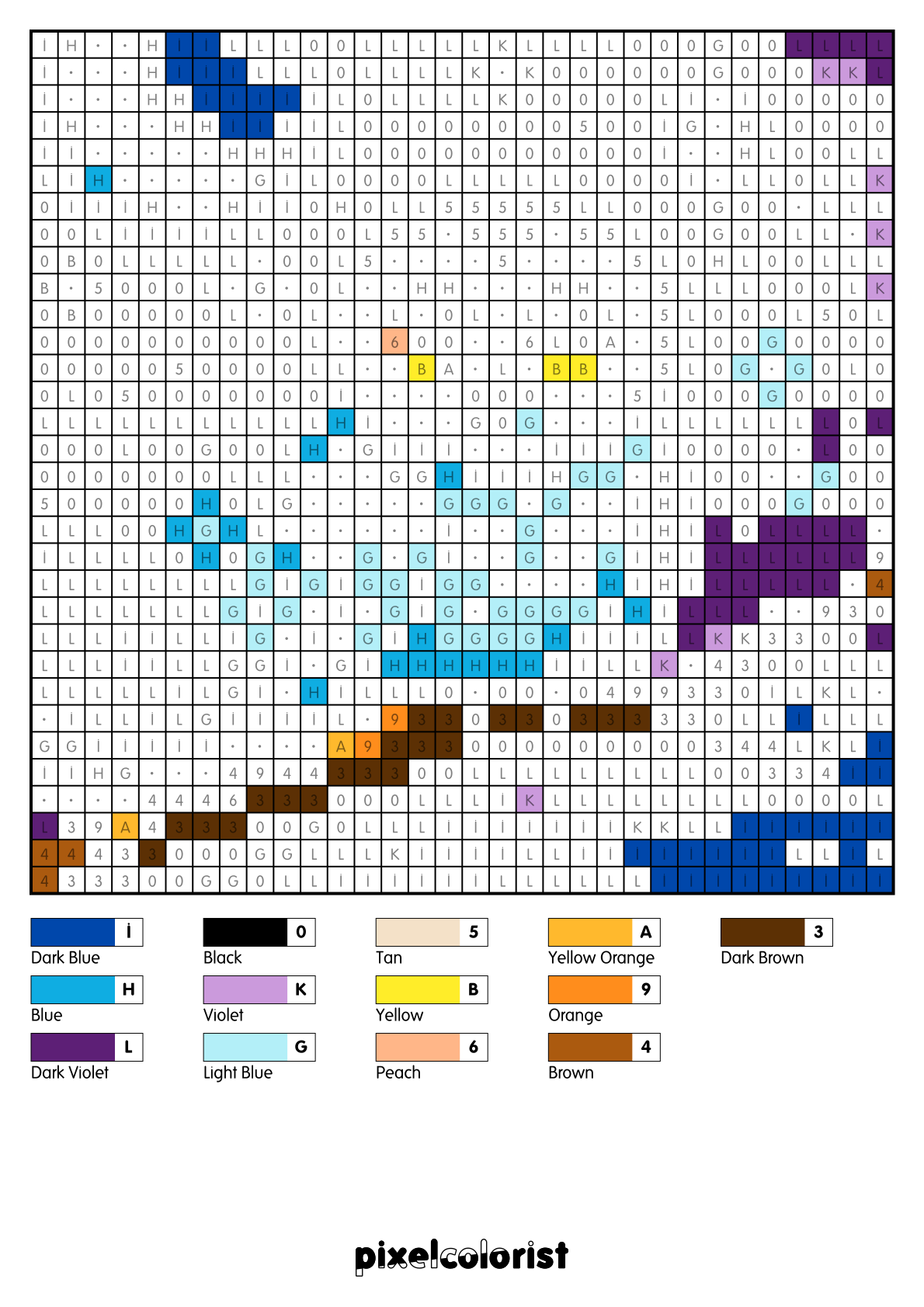 Starry Owl free Color by Number for adults PDF page