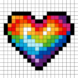 Rainbow Heart Free Color by Number for adults PDF coloring page