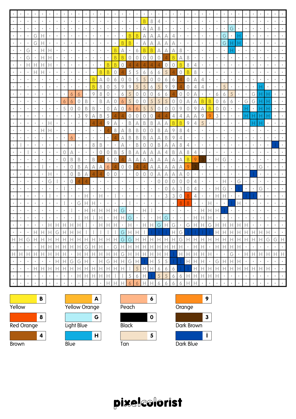 Puddle Kid free Color by Number for adults PDF page