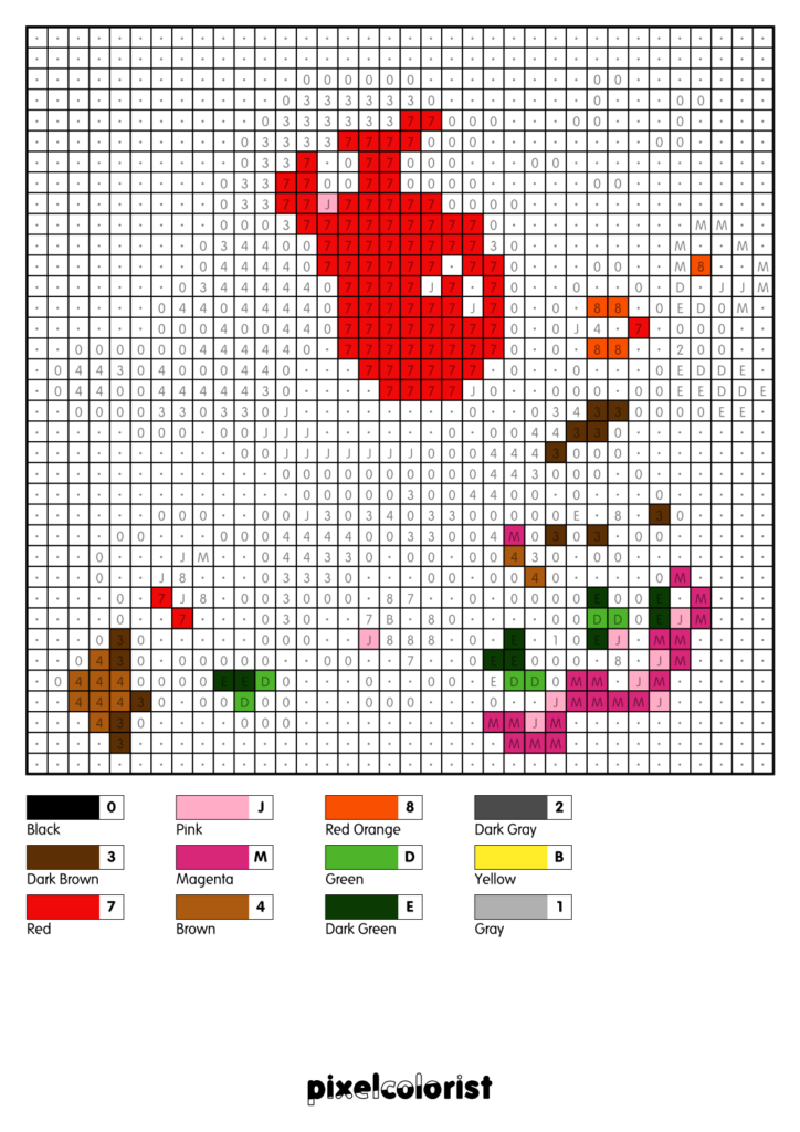 Robin Redbreast Pixel Color by Number for Adults - Pixelcolorist