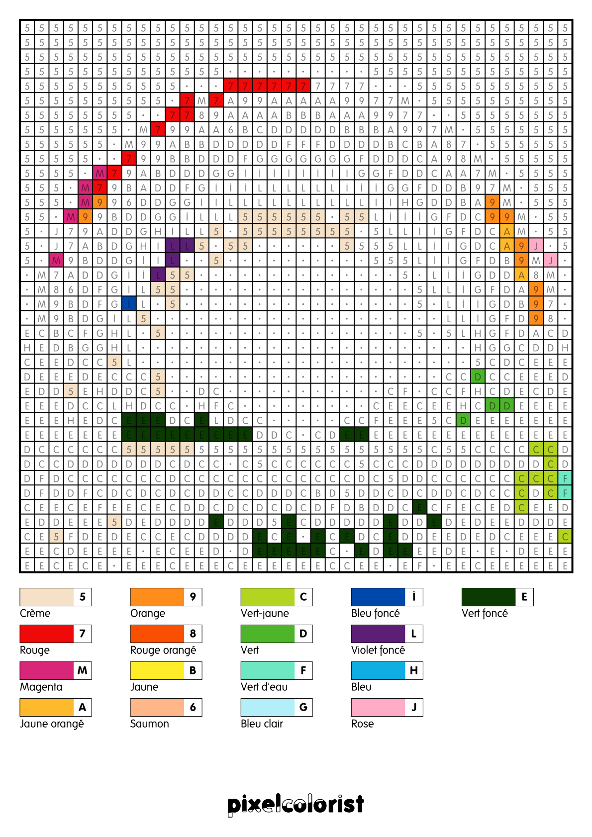 Coloriage Arc-en-ciel de printemps pour adulte à imprimer (numérotés)