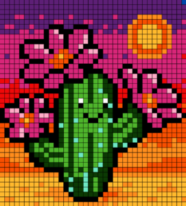 Blooming Cactus Free Color by Number for adults PDF coloring page
