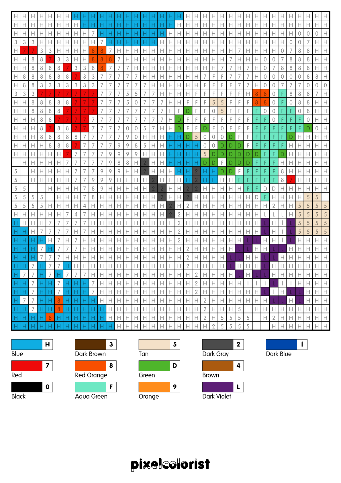 Dragons Kites free Color by Number for adults PDF page