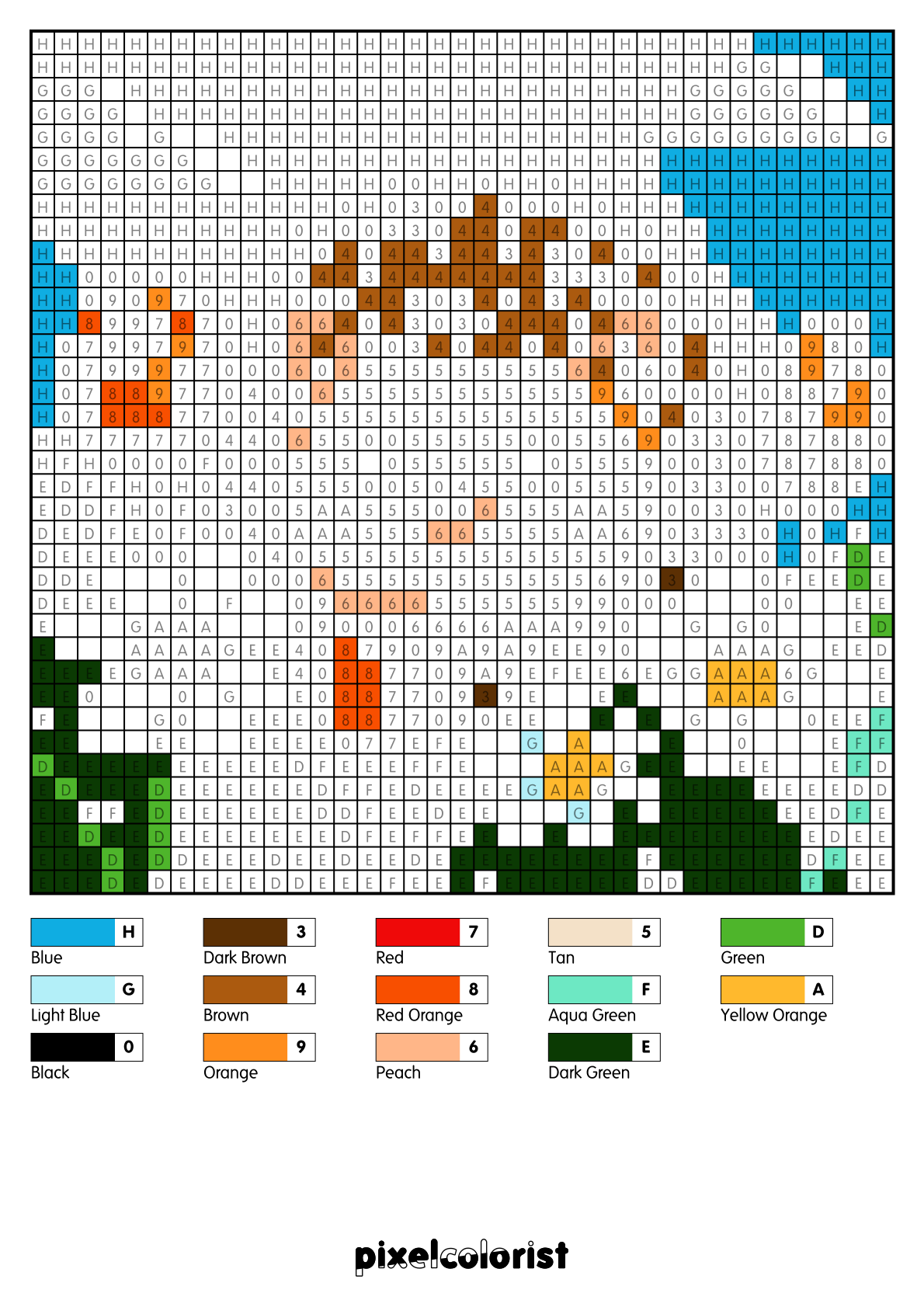 Hedgehog Flowers free Color by Number for adults PDF page