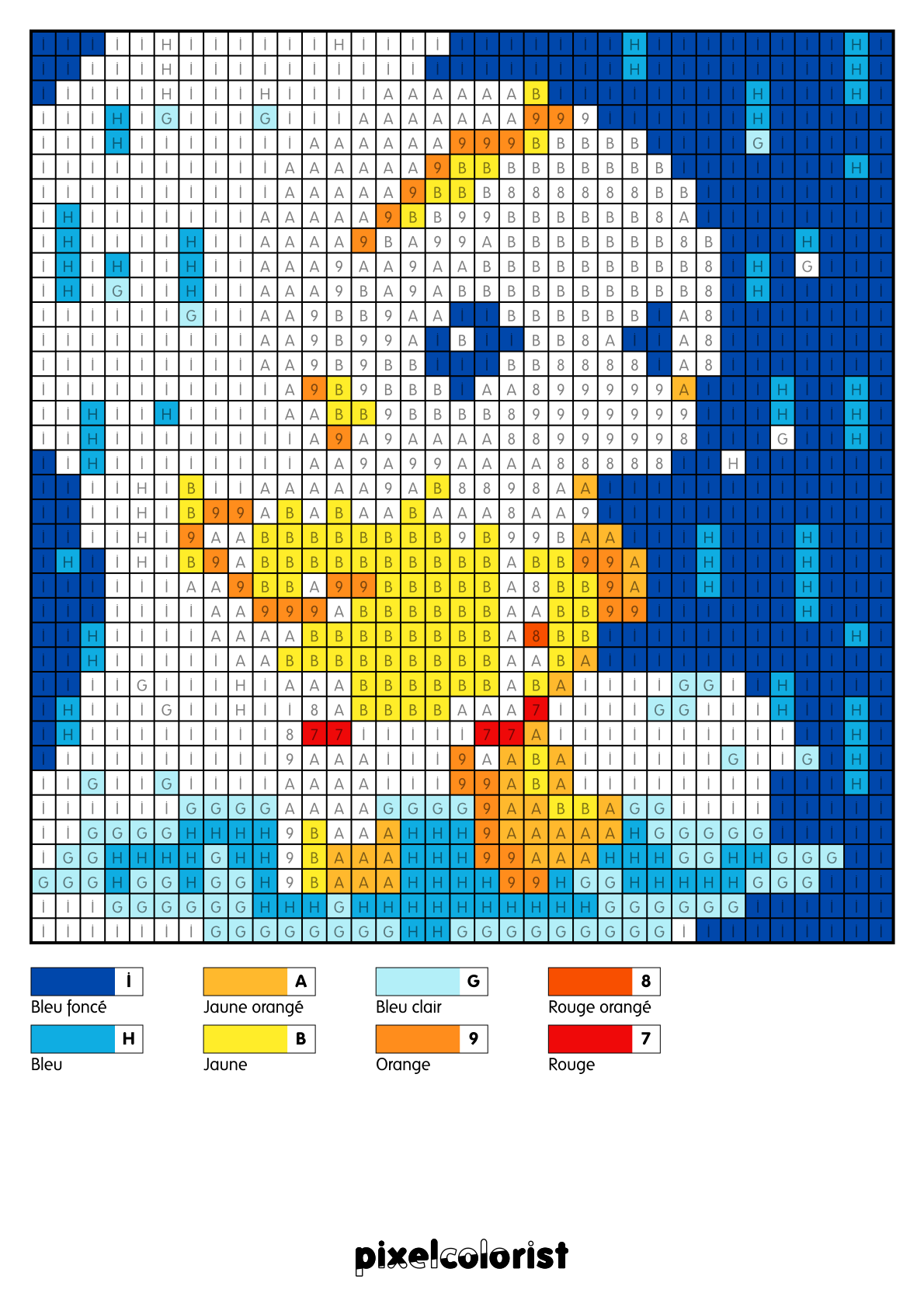Coloriage Canard sous la pluie pour adulte à imprimer (numérotés)