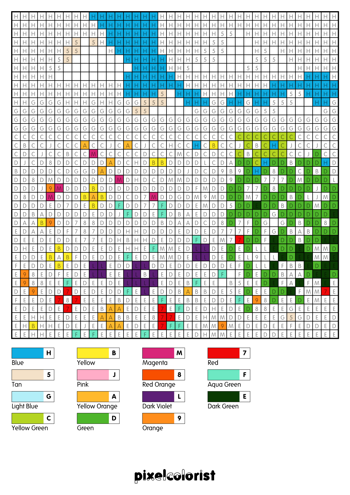 Blooming Meadow free Color by Number for adults PDF page