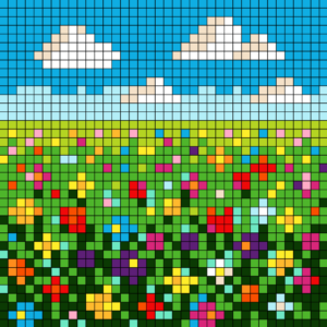 Blooming Meadow Free Color by Number for adults PDF coloring page