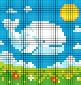 Cloud Whale Free Color by Number for adults PDF coloring page
