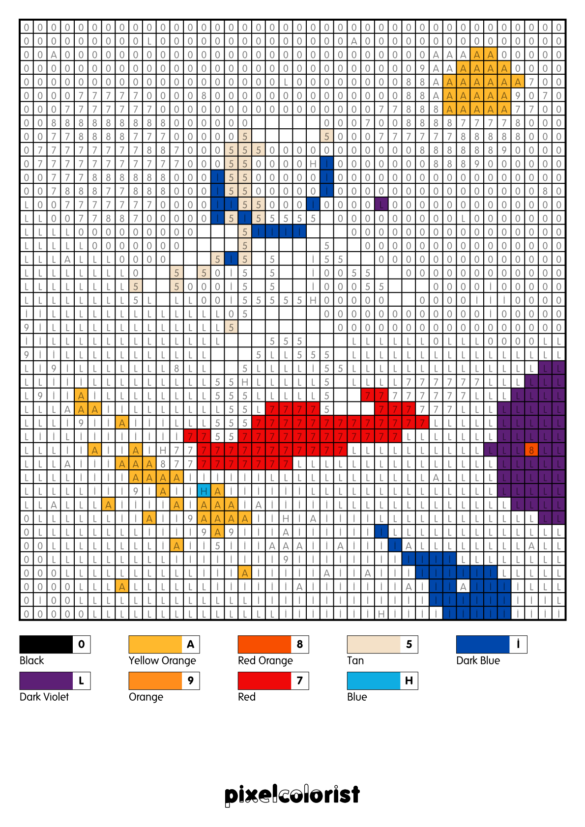 Cosmic Surfer free Color by Number for adults PDF page