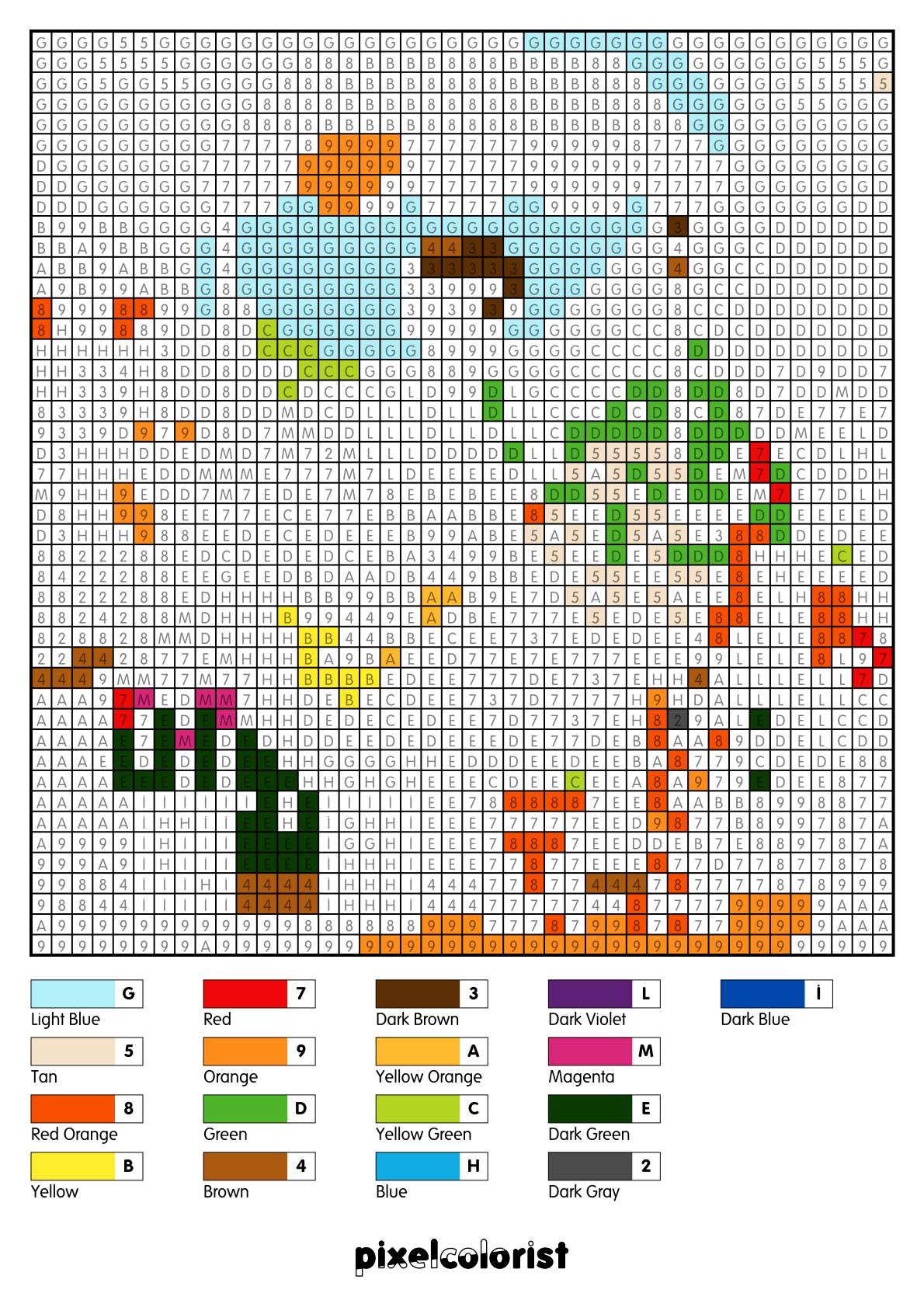Flower Market free Color by Number for adults PDF page