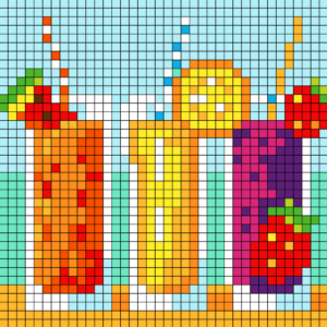 Fruit Smoothies Free Color by Number for adults PDF coloring page