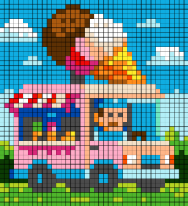 Ice Cream Truck Free Color by Number for adults PDF coloring page