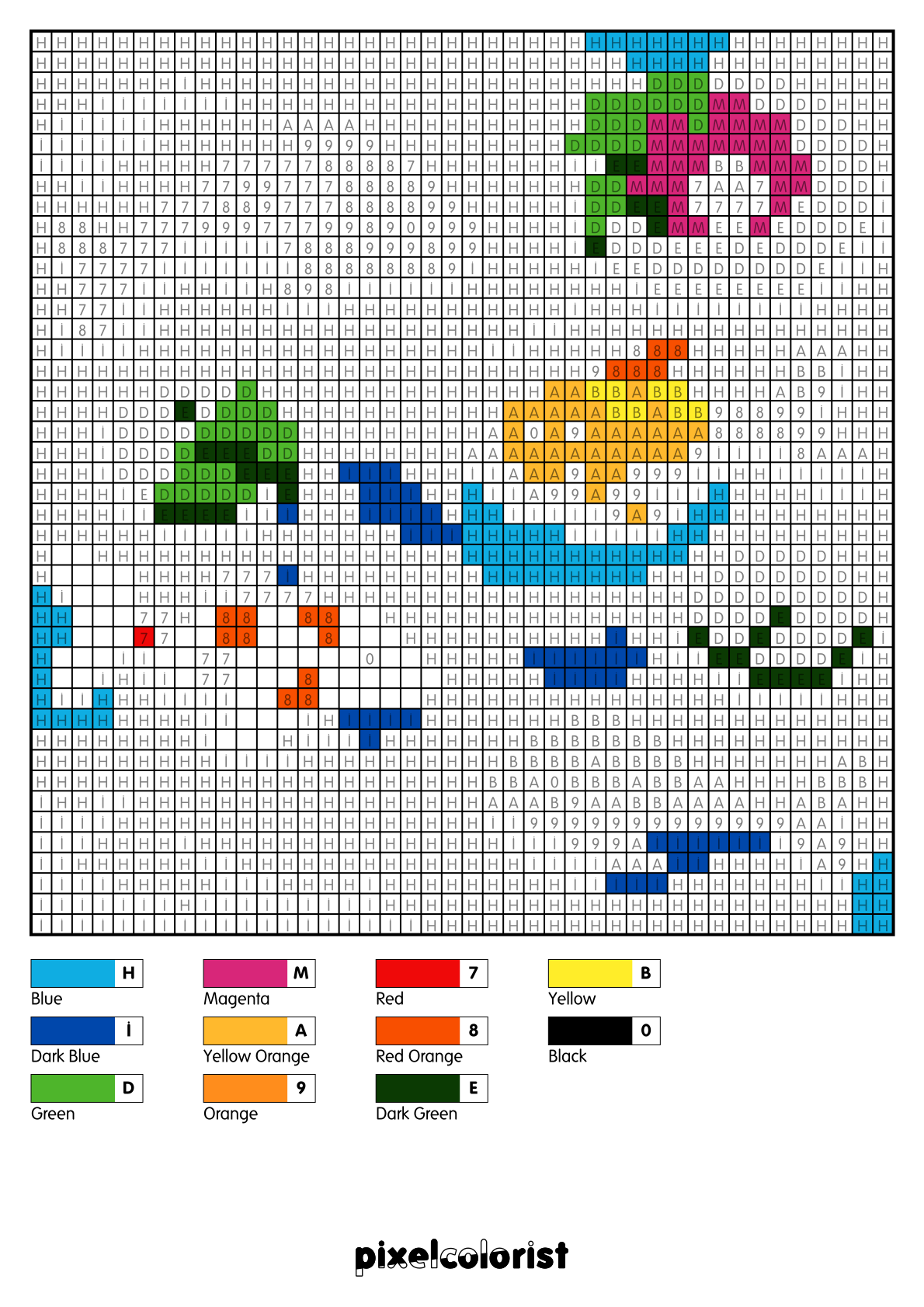 Koi Pond free Color by Number for adults PDF page