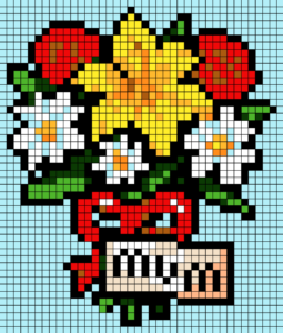 Mother’s Day Bouquet Free Color by Number for adults PDF coloring page