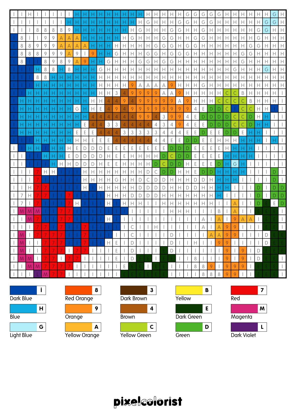 Ocean Creatures free Color by Number for adults PDF page