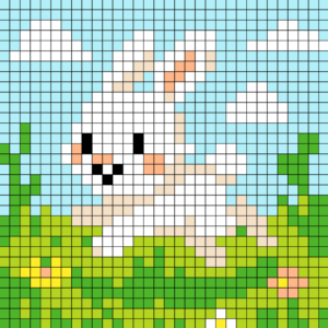 Coloriage Lapin sautant pour adulte à imprimer (numérotés)